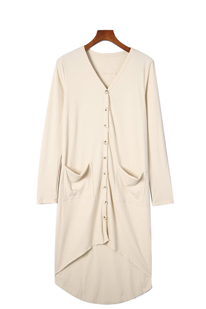 Selected Button Pocketed High Low Cardigan | Apricot