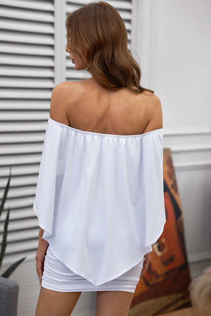 Dressing Layered  Mini Poncho Dress | White