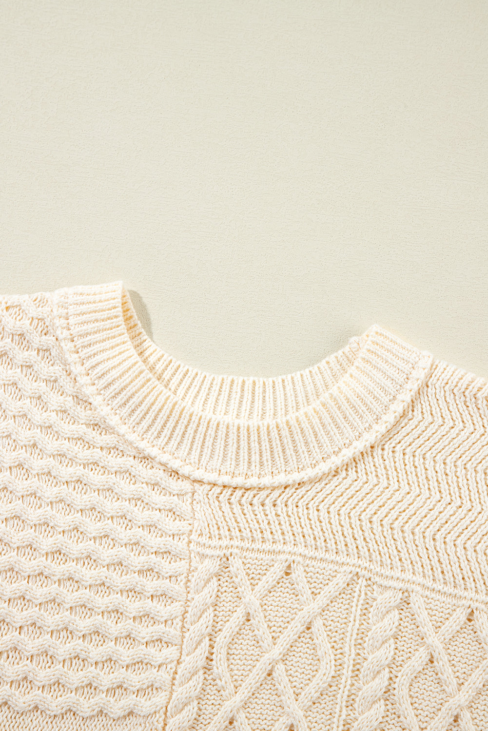 Cable Knit Dolman Armholes Sweater Tank | Beige