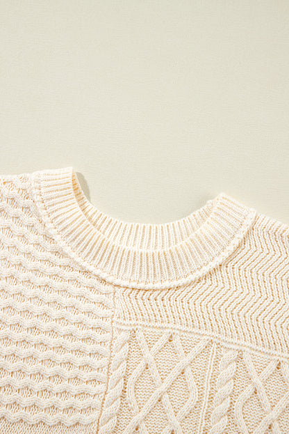 Cable Knit Dolman Armholes Sweater Tank | Beige