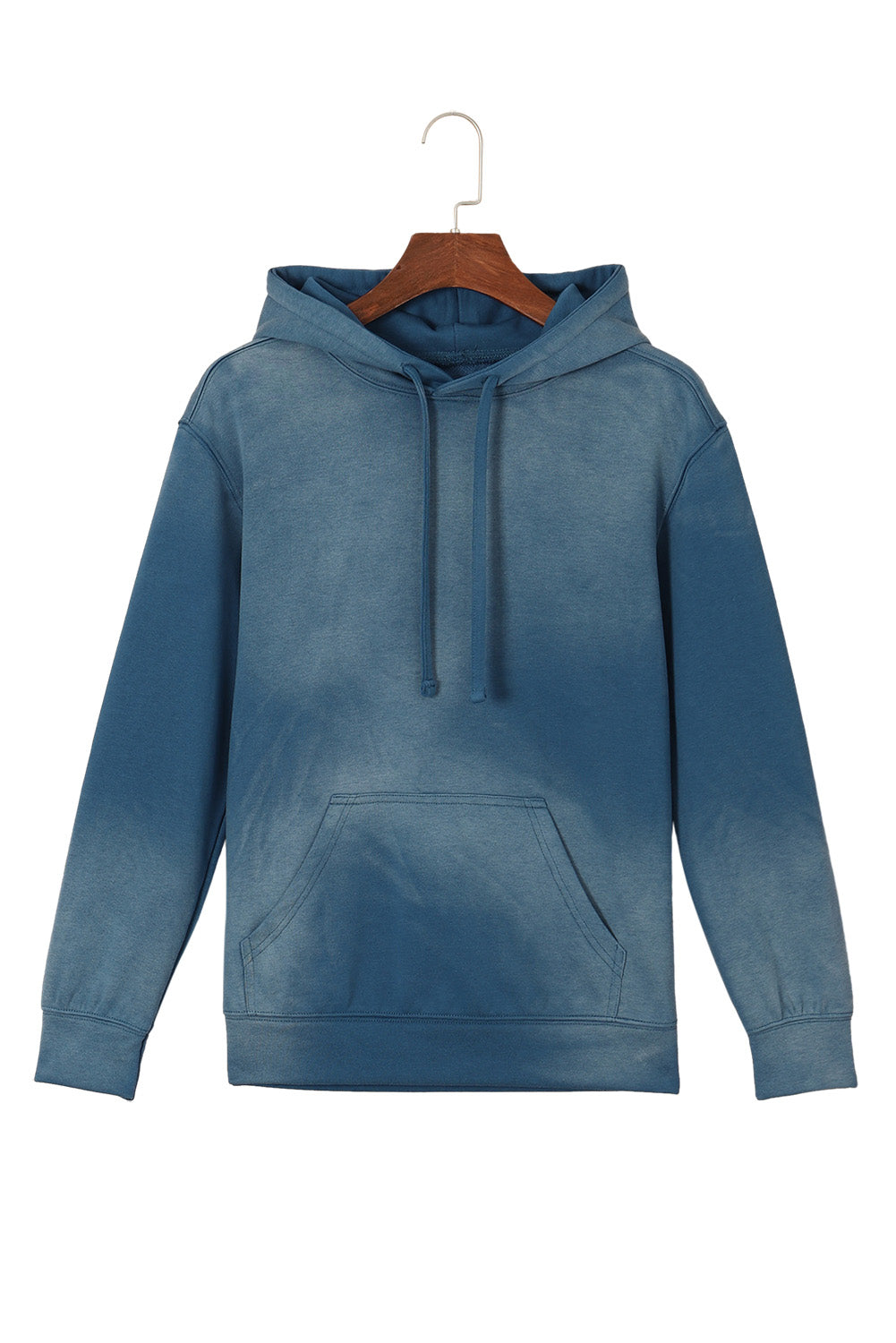 Solid Kangaroo Pocket Drawstring Hoodie | Blue