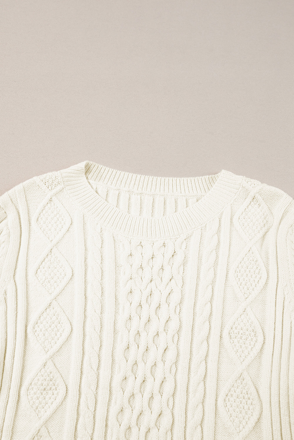 Cable Knit Cropped Sweater | White