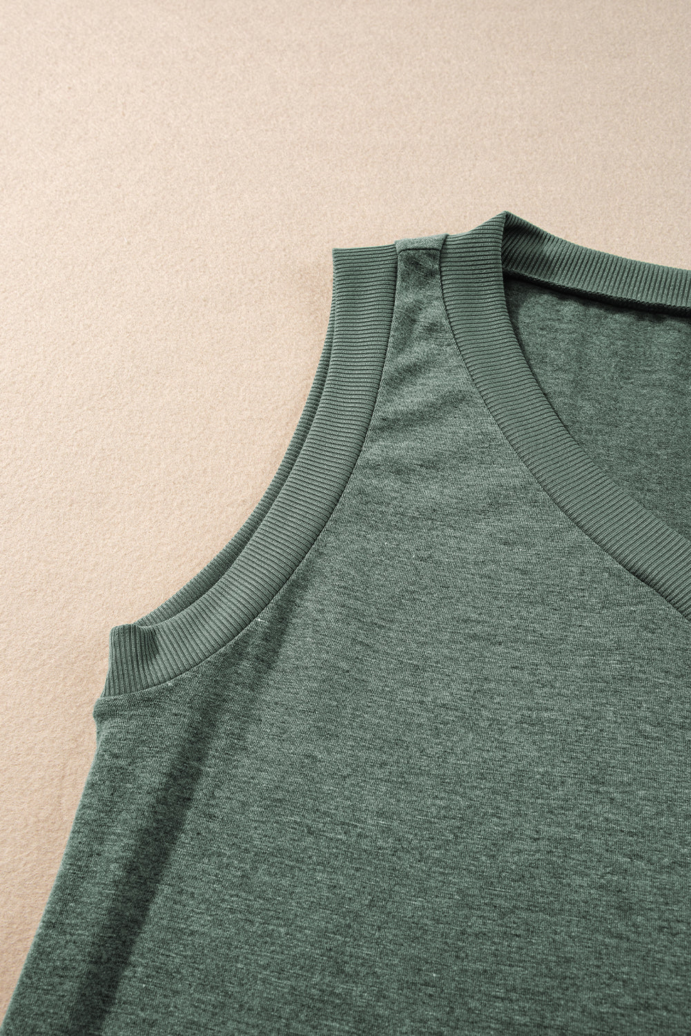 Ribbed V Neck Tank | Mist Green