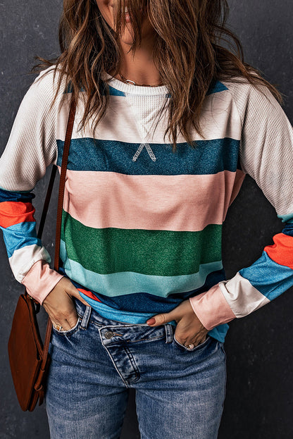 d Colour Block Long Sleeve Top | Stripe