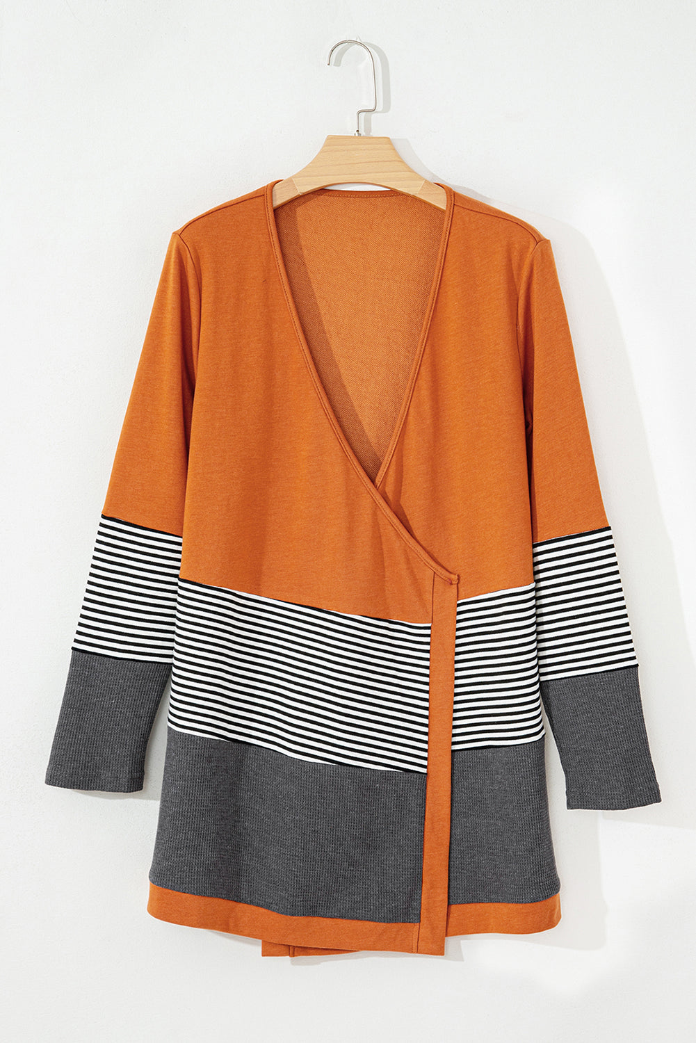 Colourblock Striped Patchwork Open Cardigan | Orange