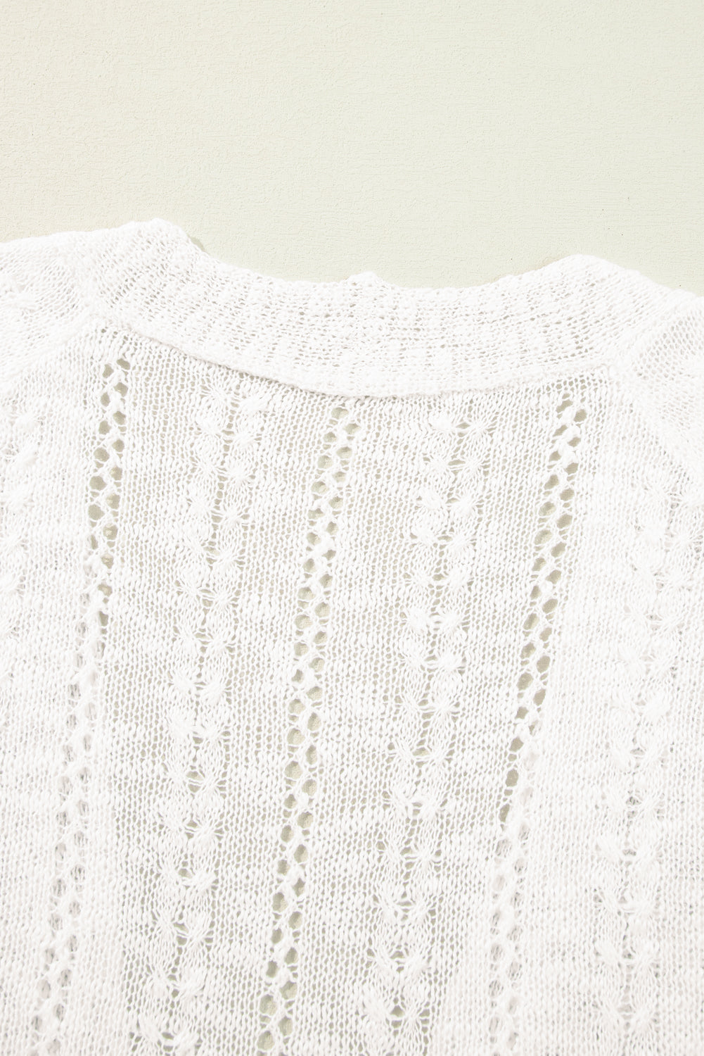 Plus Size Eyelet Knit Open Front Cardigan | White