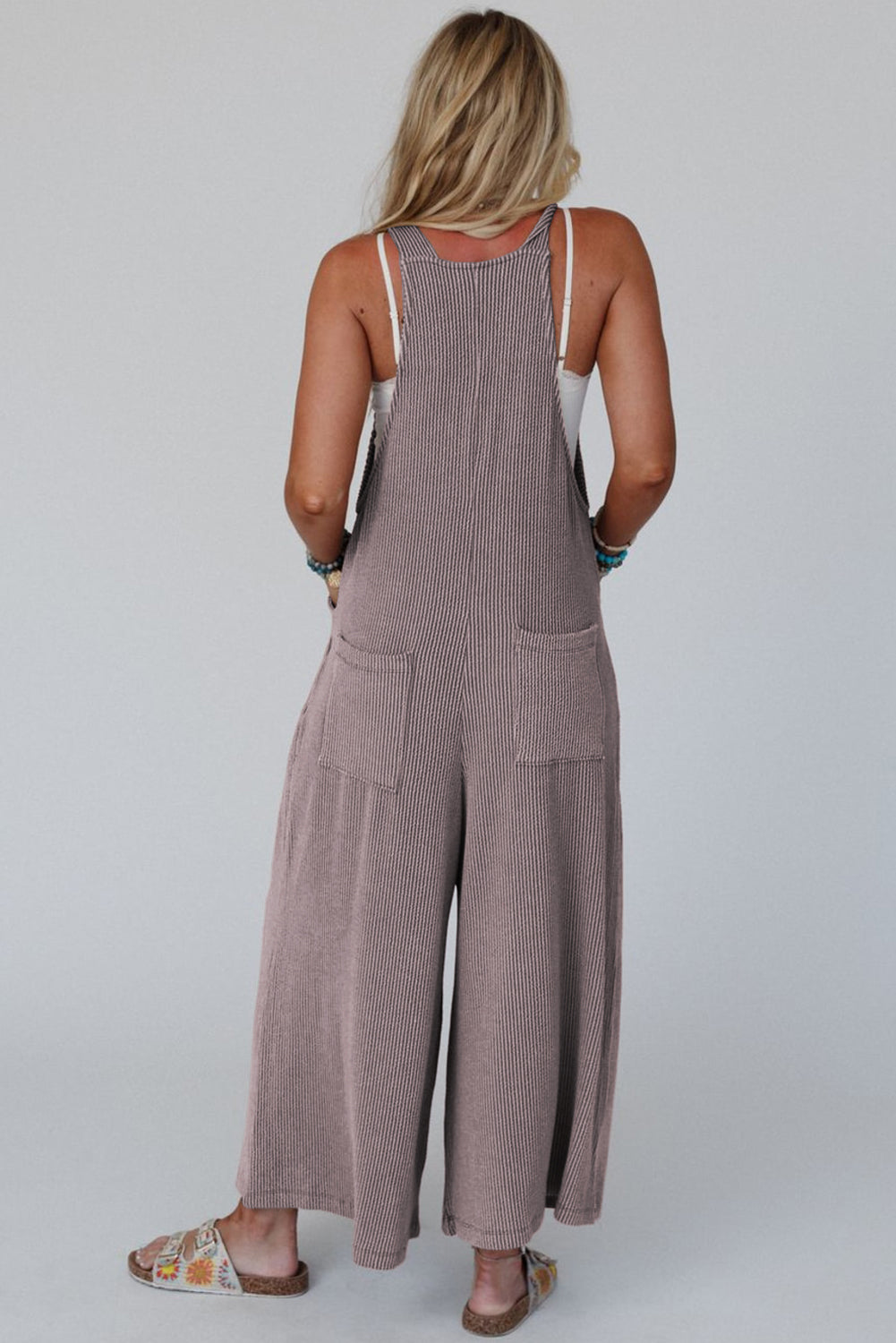 Corded Adjustable Straps Wide Leg Loose Overall | Philippine Gray