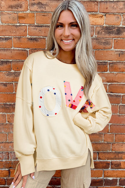 Love Patch Graphic Oversized Sweatshirt | Apricot