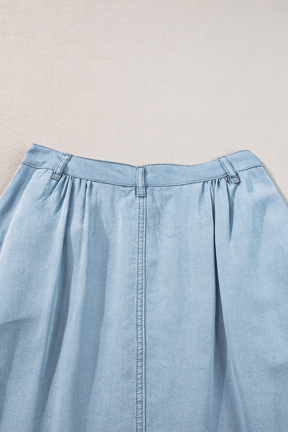 Fully Buttoned Long Denim Skirt | Mist Blue