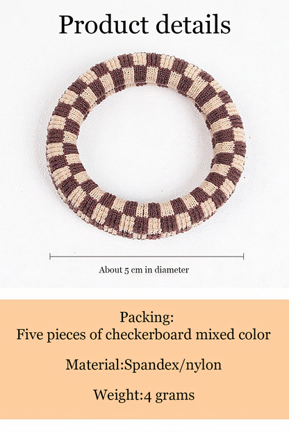 Checkered Print Nylon Elastic Hair Tie | Black