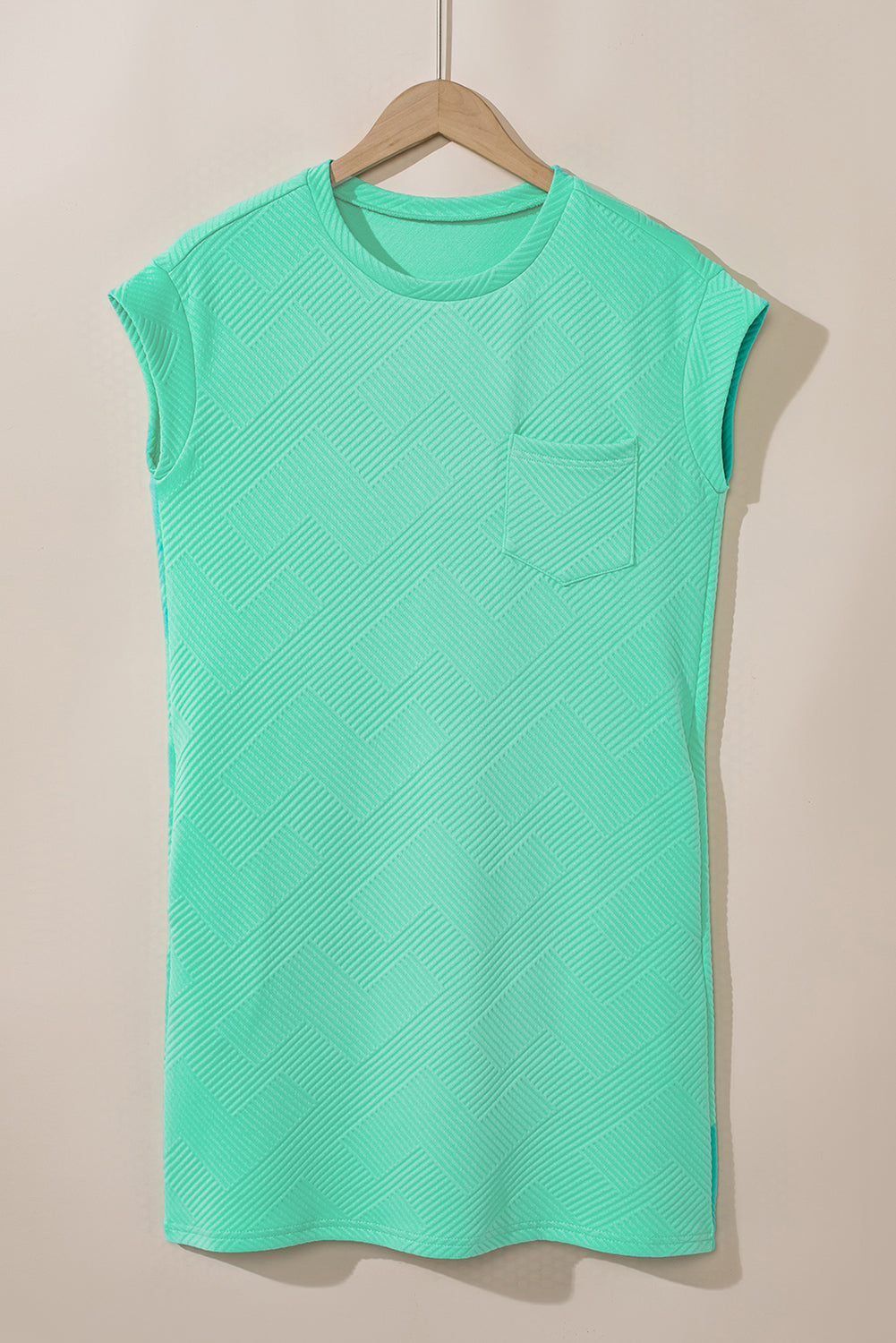 Textured Cap Sleeve T Shirt Dress | Mint Green