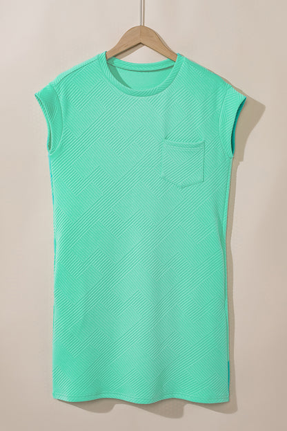 Textured Cap Sleeve T Shirt Dress | Mint Green