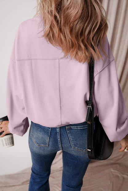 Exposed Seam Batwing Sleeve Drop Shoulder Sweatshirt | Orchid Petal