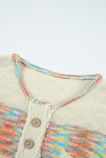 Space Dye Henley Knit Sweater | Multicolour