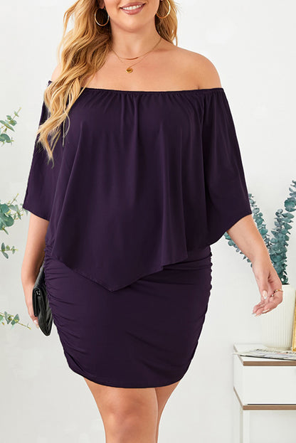 Multiple Dressing Layered Purple Mini Poncho Dress