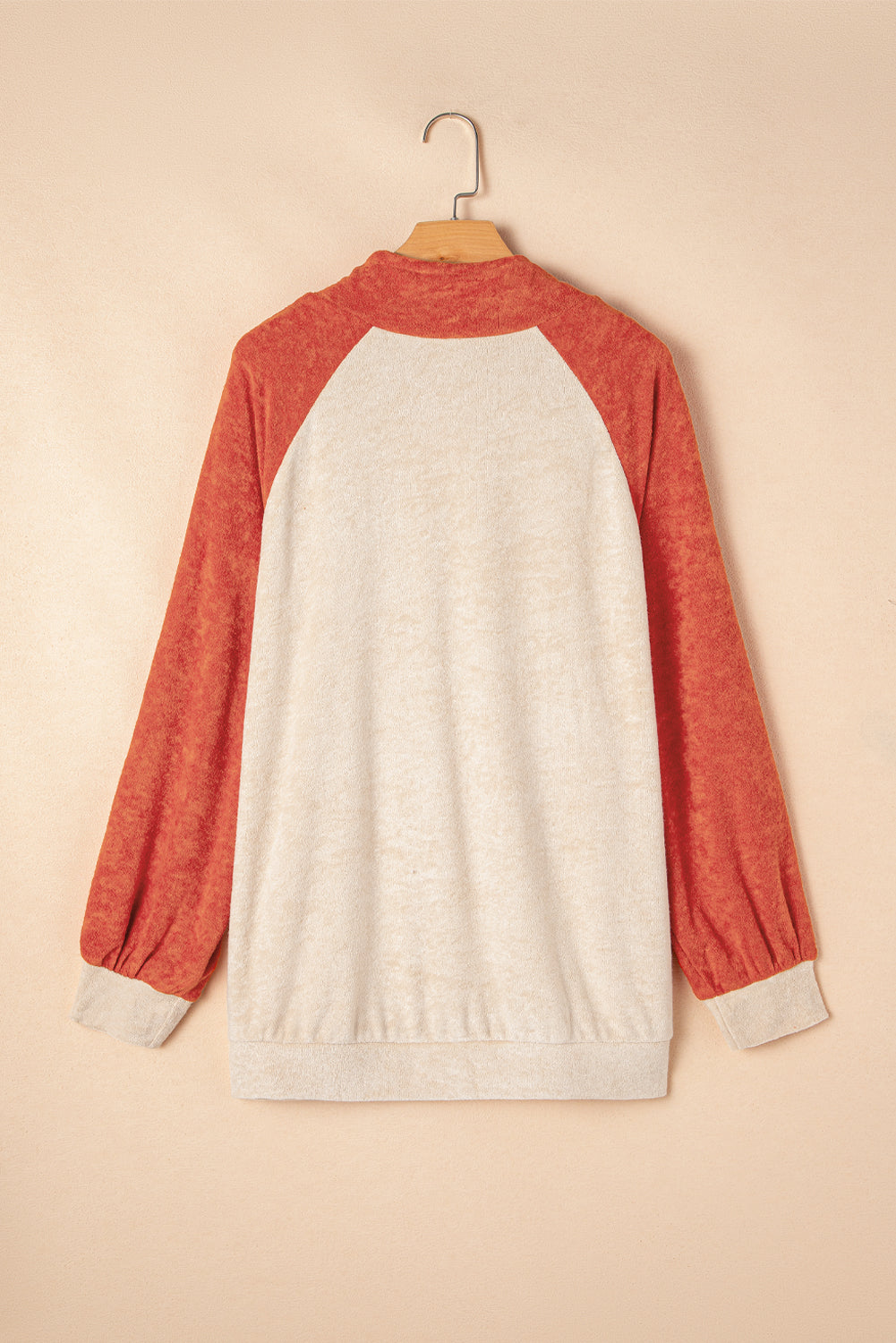 Plus Size Colourblock Raglan Hoodie With Pockets | Orange