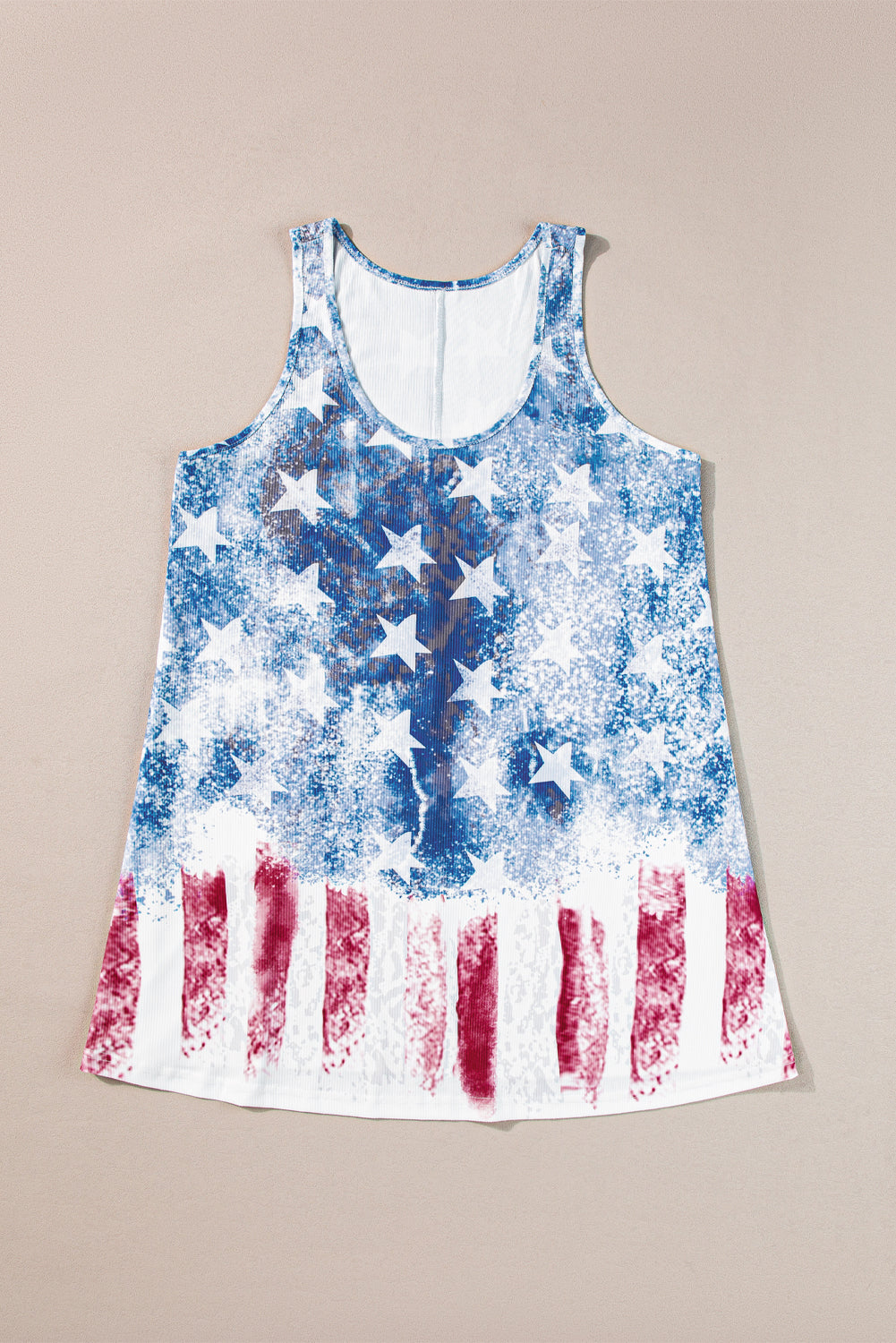 Vintage Washed Flag Print Shift Tank Top | Blue