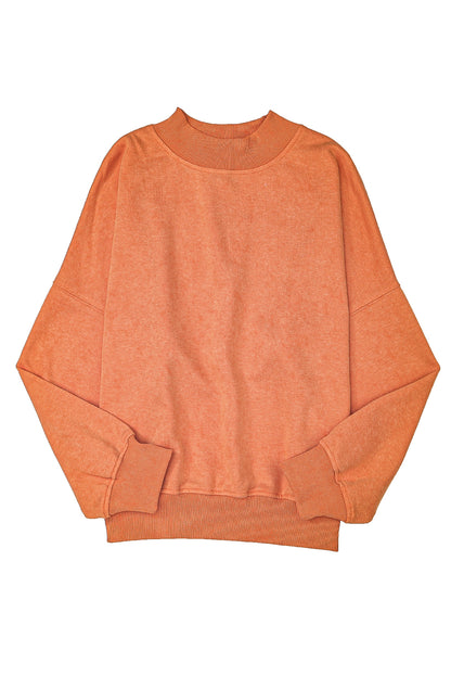 Drop Shoulder Crew Neck Pullover Sweatshirt | Orange