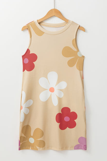 Daisy Flower Print Tank Dress | Apricot