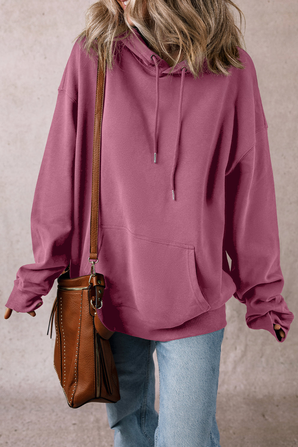 Fleece Lined Kangaroo Pocket Drawstring Chunky Hoodie | Valerian