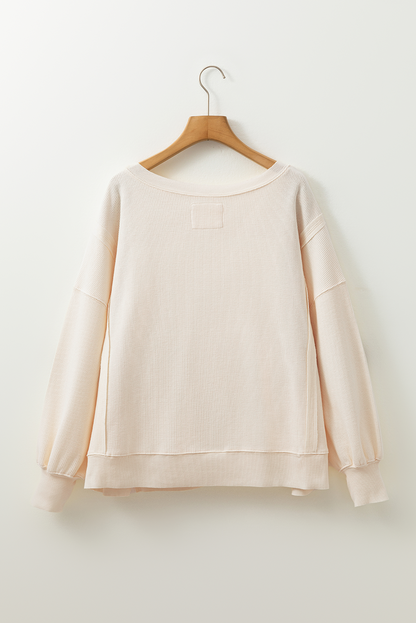 Thanksgiving Turkey Waffle Oversized Knit Top | White