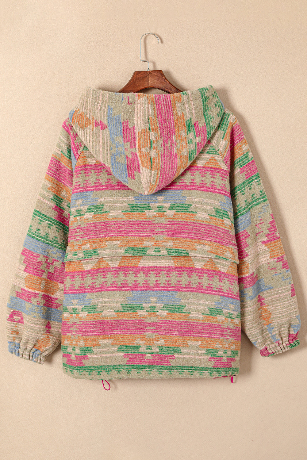 Plus Size Western Aztec Geometric Pattern Zip Up Hoodie | Multicolour