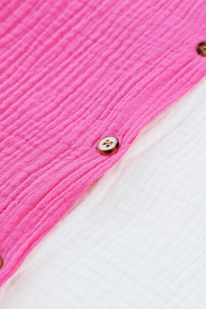 Collared Neck Colour Block Polo Shirt | Rose