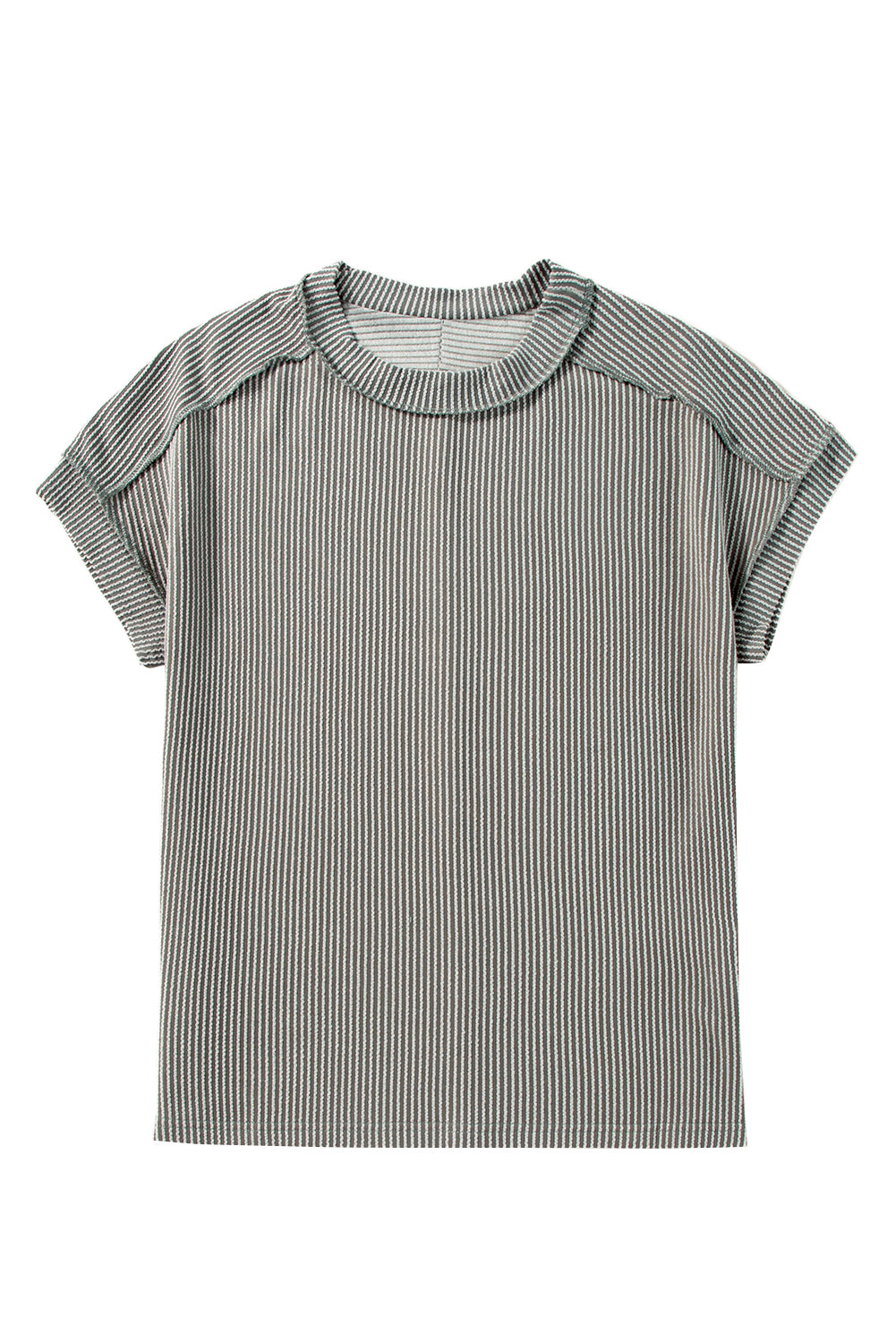 Textured Knit Exposed Stitching T-Shirt | Medium Grey