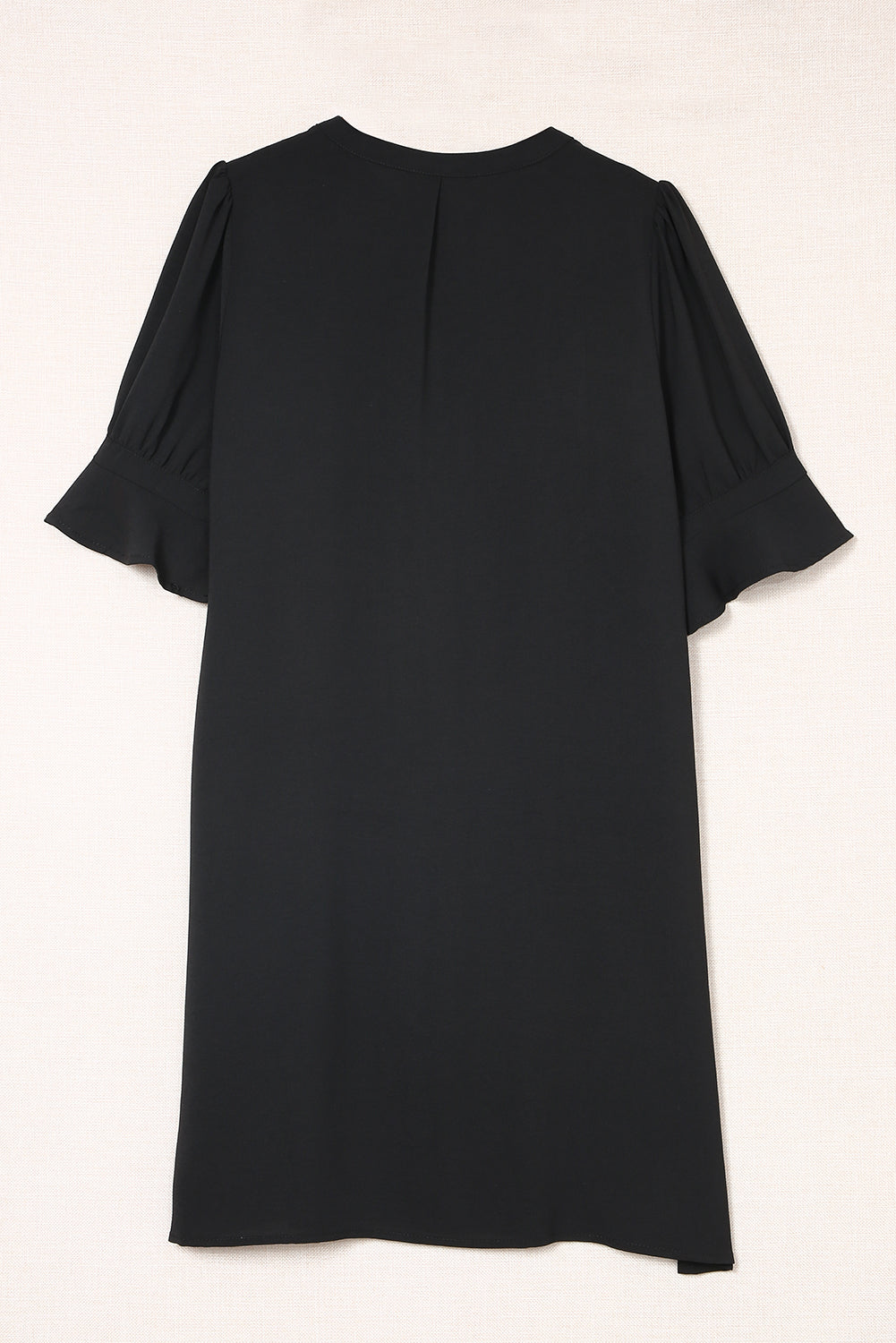 Ruffled Sleeve Shift Dress | Black