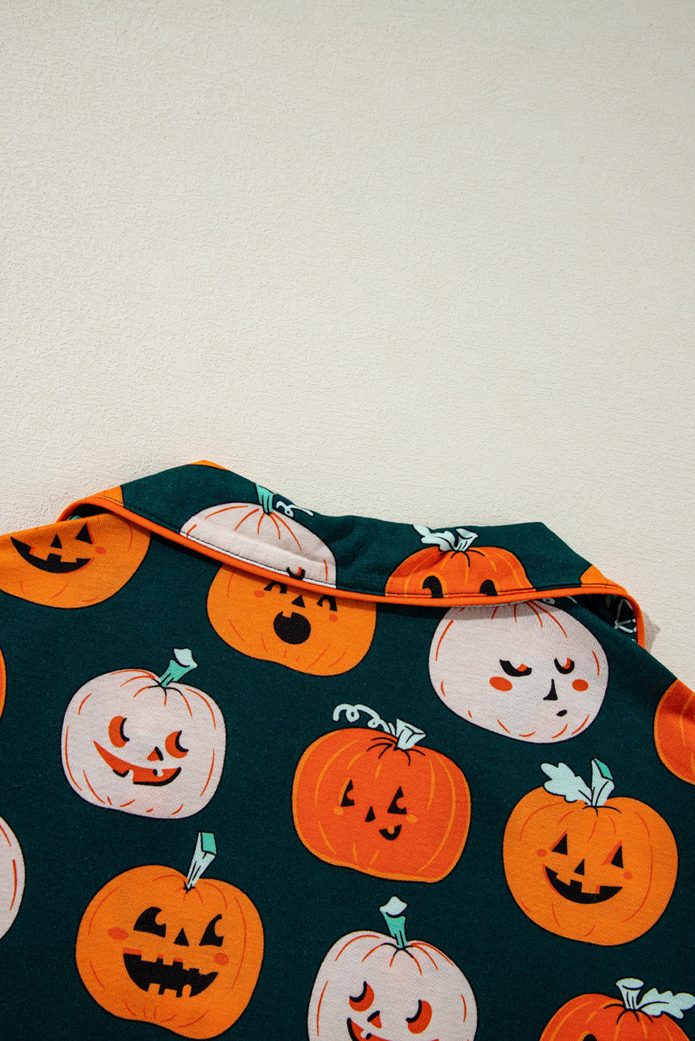 Halloween Pattern Short Sleeve Shirt Pajama Set | Orange