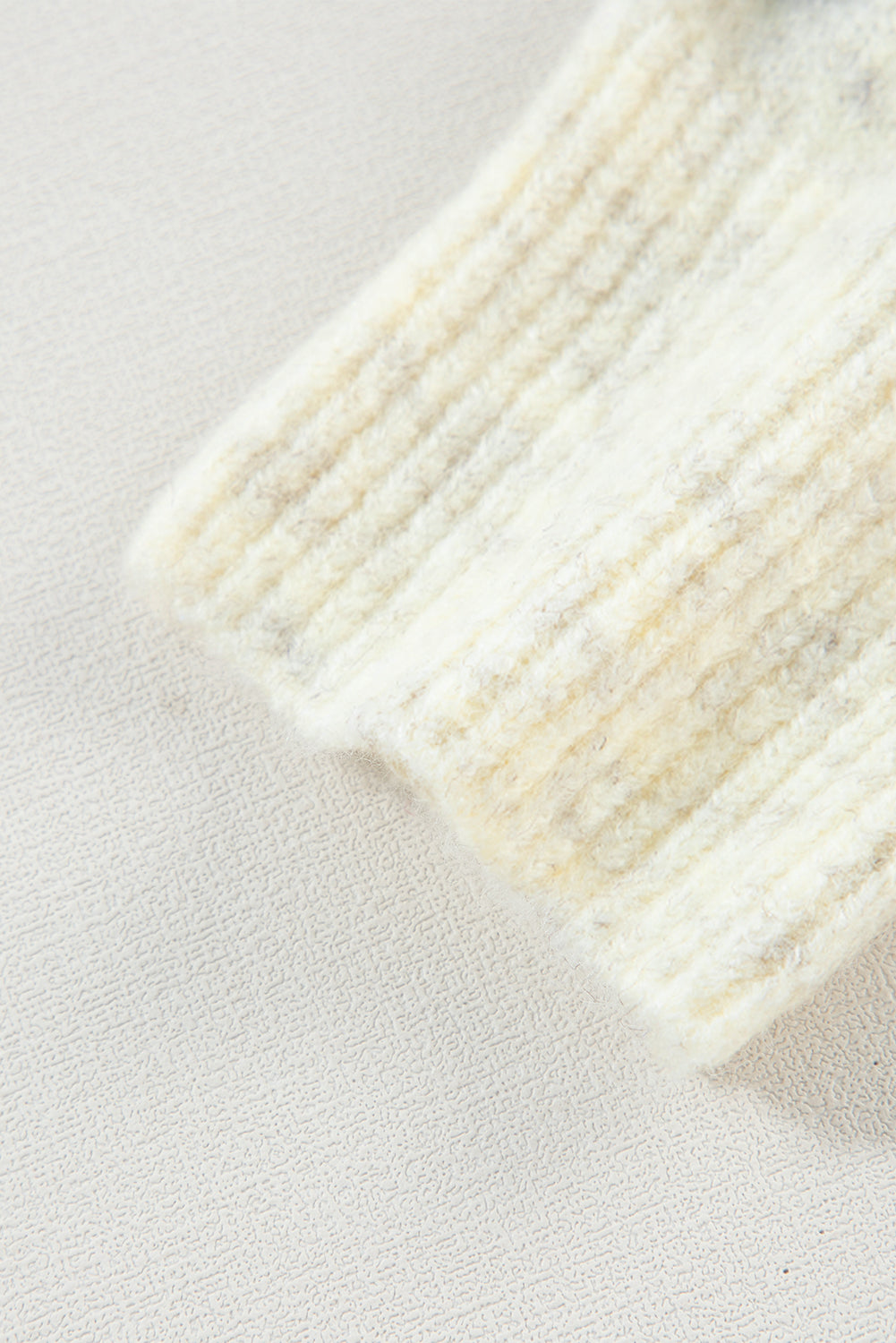 Contrast Stitch Detail Ribbed Trim Sweater | White