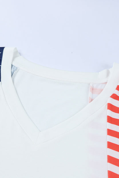 The Us Stars And Stripes V Neck Tee | White