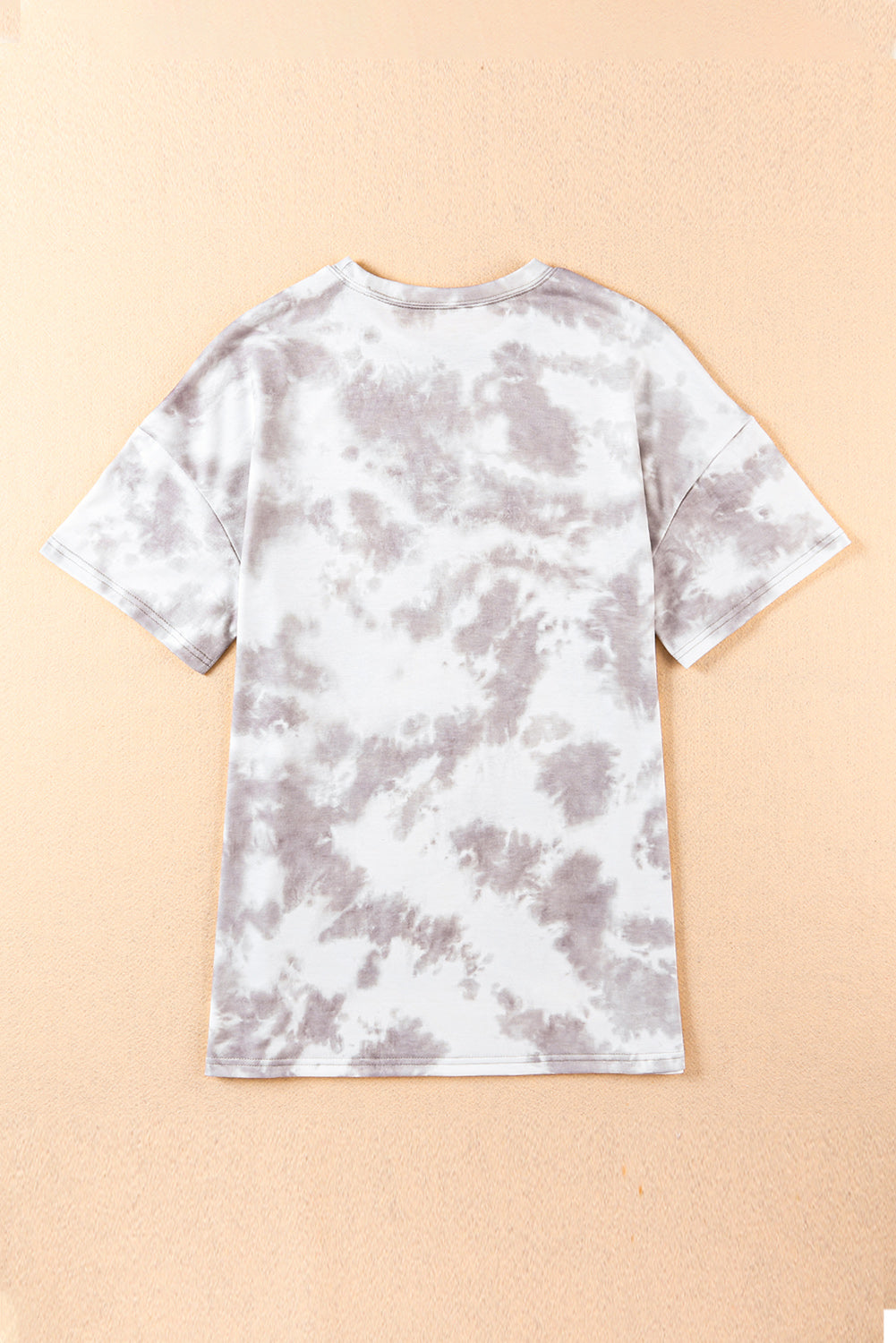 Tie-Dye Round Neck Short Sleeve Top | White