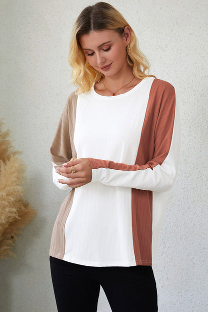 Colourblock Dolman Knit Top | Apricot