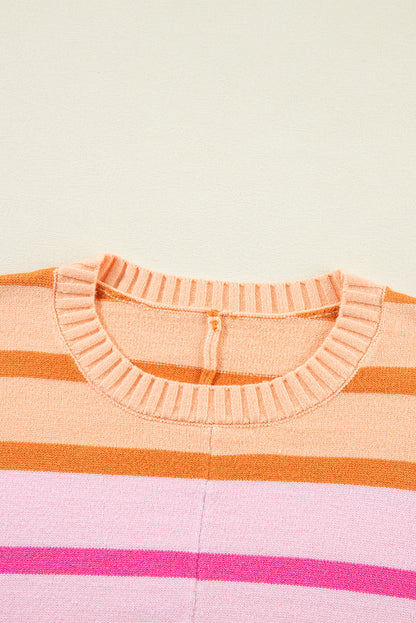 Gradient Ribbed Edge Loose Sweater | Multicolour