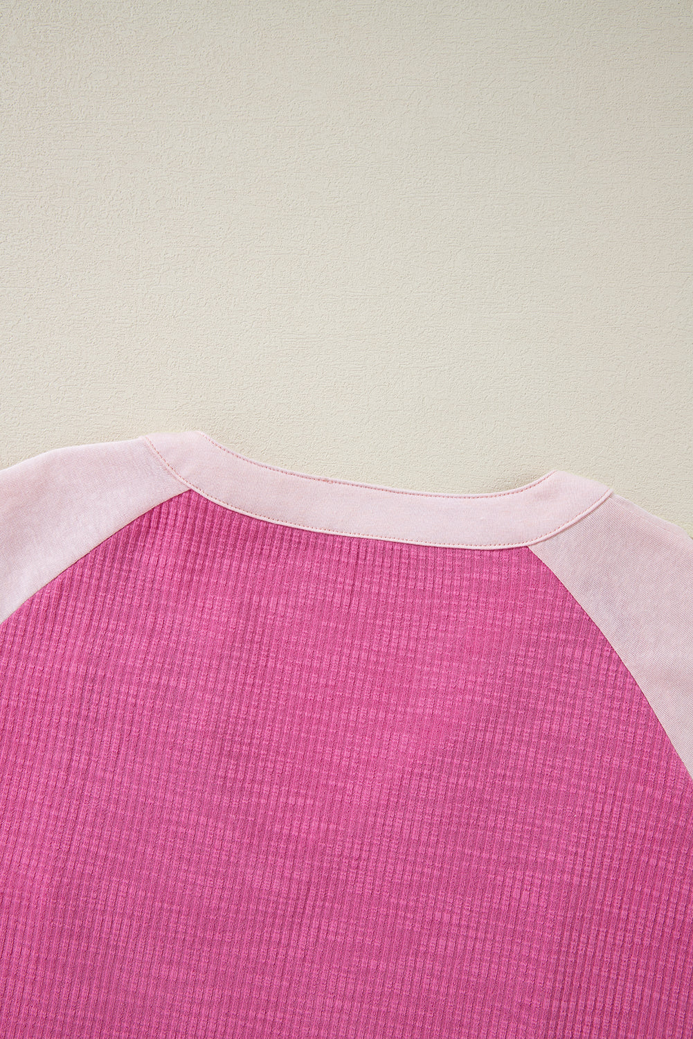 Textured Colourblock 3/4 Sleeve Oversize Top | Bright Pink