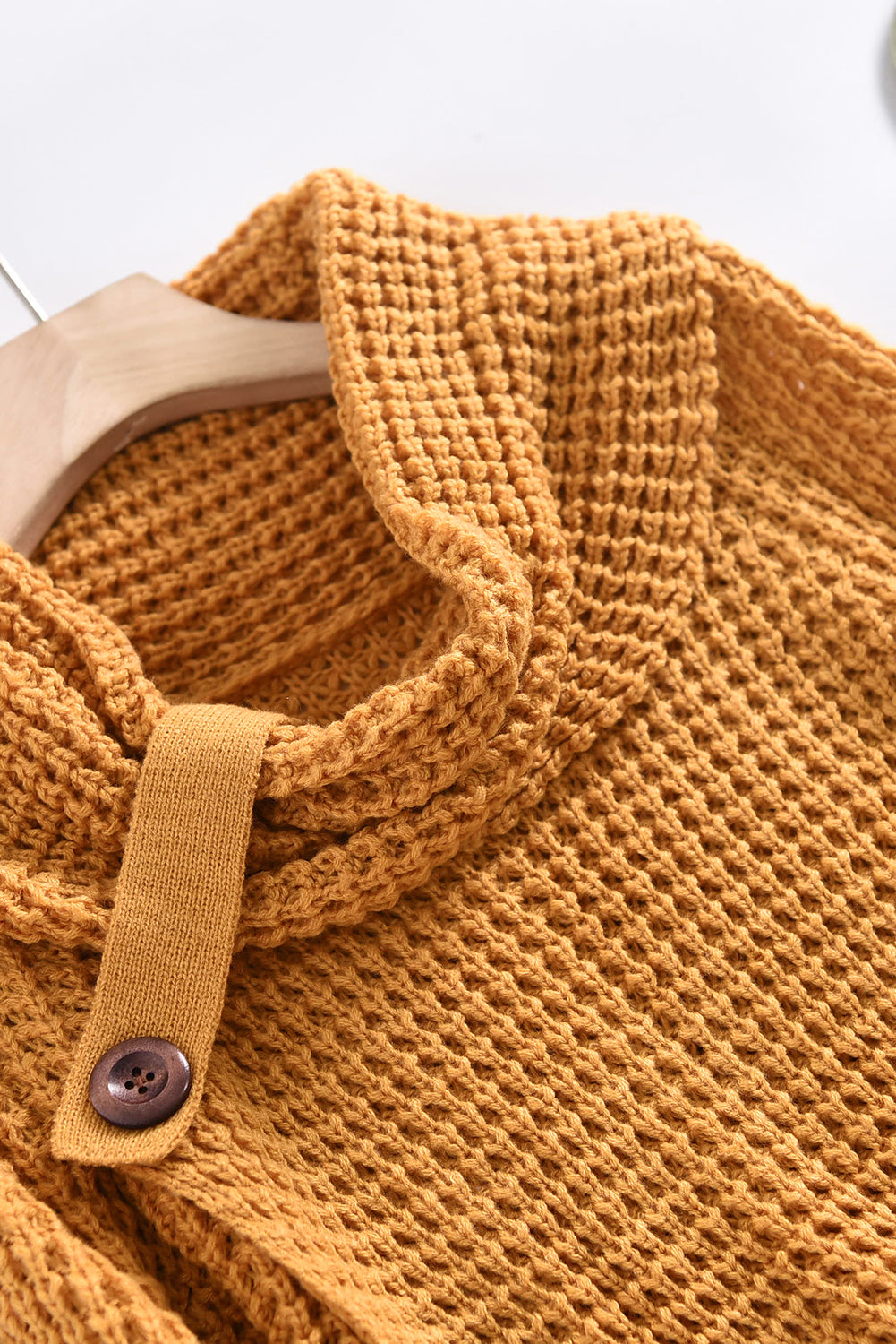 Mustard Buttoned Wrap Turtleneck Sweater | Yellow