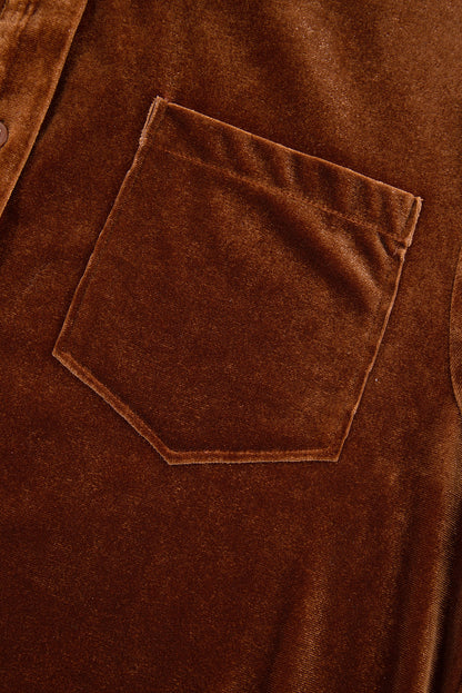 Chest Pocket Velvet Shirt | Chestnut