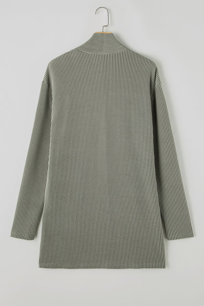 Corded Open Front Knit Cardigan | Moss Green