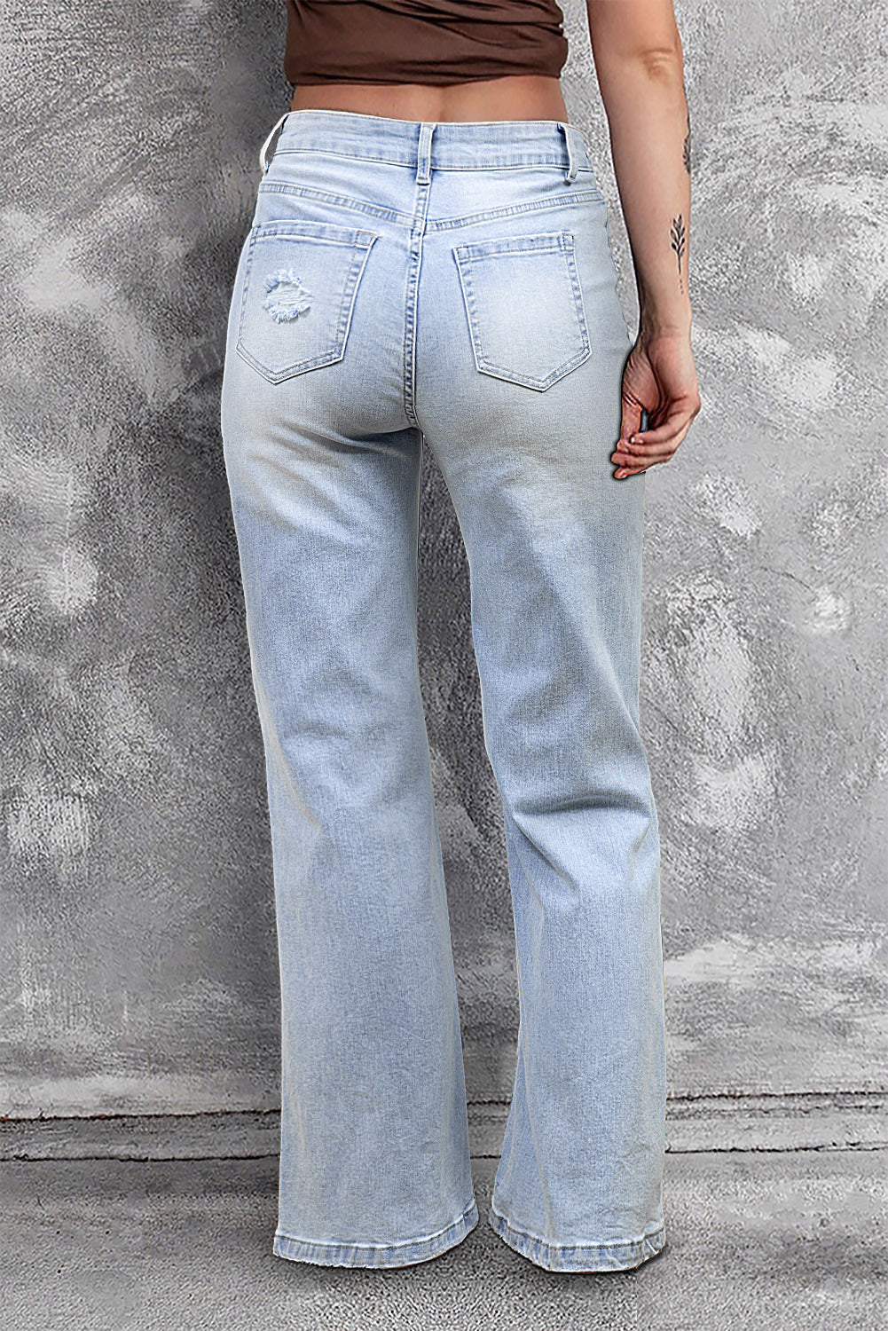 Vintage Light Wash Distressed Flare Jeans | Beau Blue