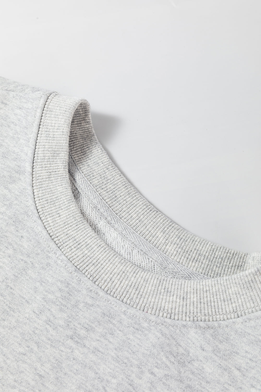 Plain Drop Shoulder Crewneck Pullover Sweatshirt | Light Grey