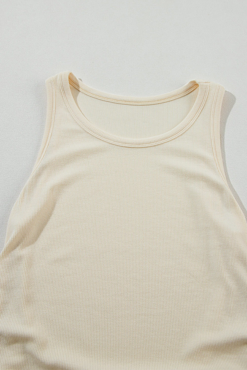 Plain Ruched Side Slim Tank Top | Apricot