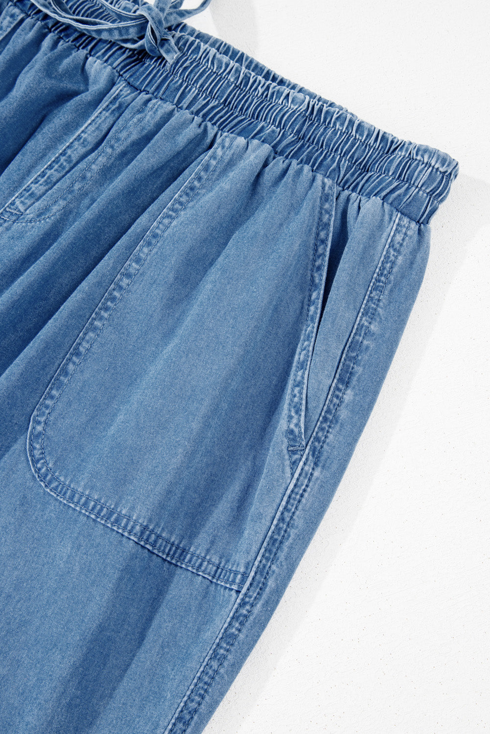 Drawstring Waist Pocketed Plus Size Denim Joggers | Dusk Blue