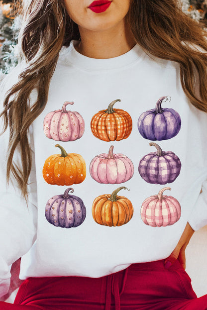 Thanksgiving Halloween Pumpkin Graphic Pullover Sweatshirt | Beige