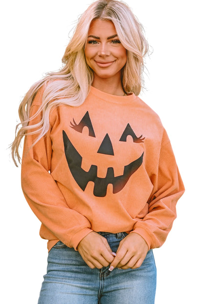 Pumpkin Smile Face Graphic Sweatshirt | Orange