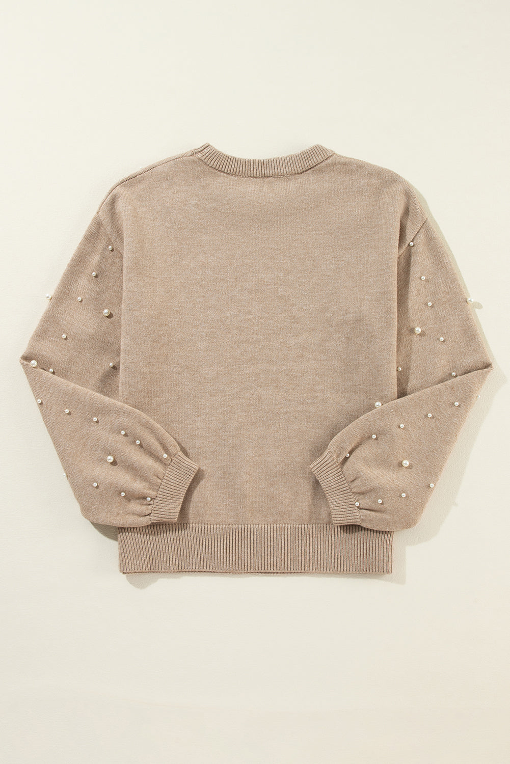 Pearled Drop Shoulder Round Neck Sweater | Smoke Gray