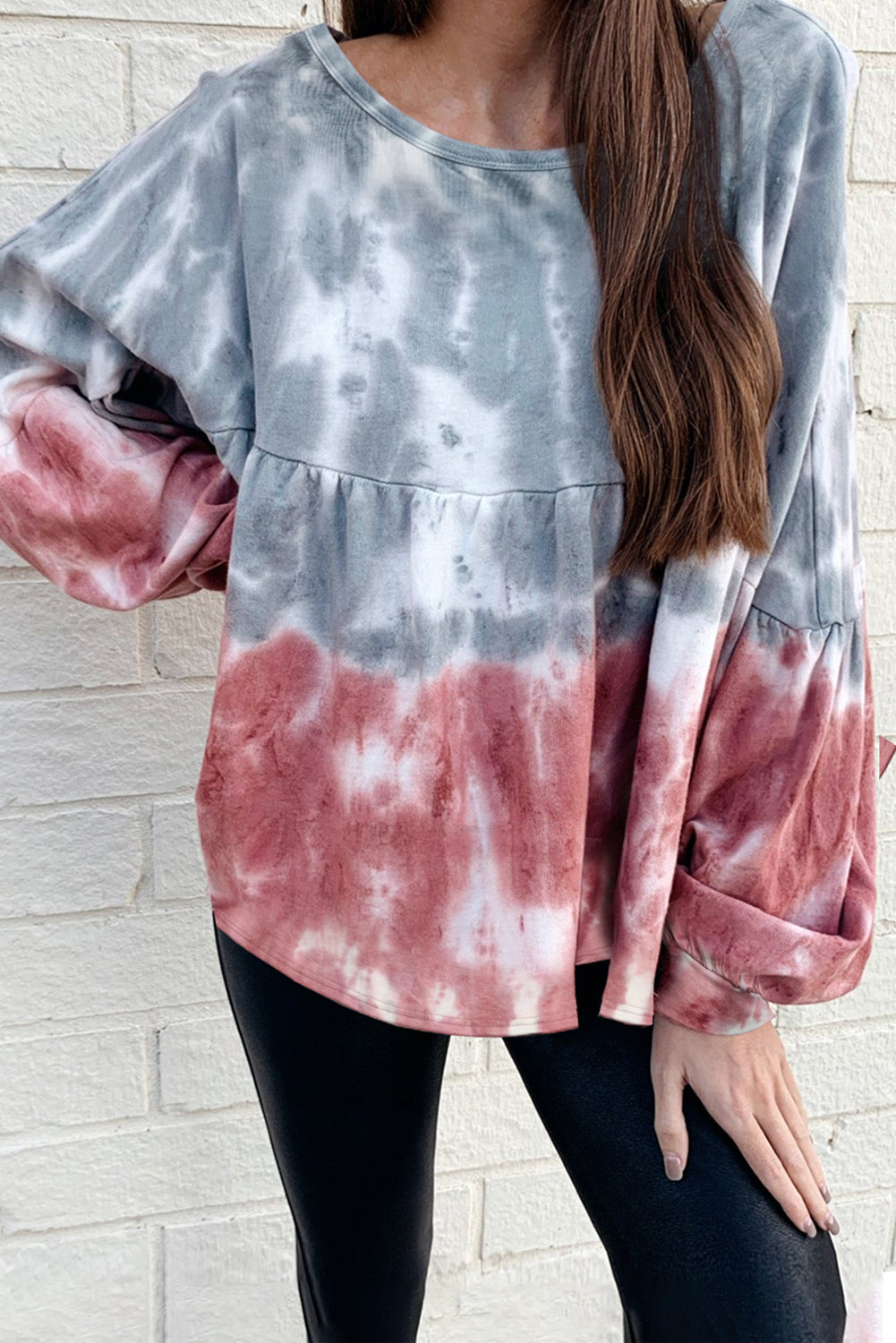 Tie Dye Bishop Sleeve Loose Sweatshirt