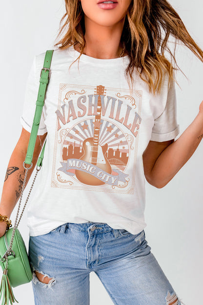 Music City Nashville Graphic T Shirt | White