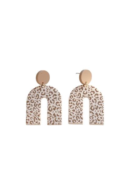 Neutral Animal Print U Shaped Earrings | Beige