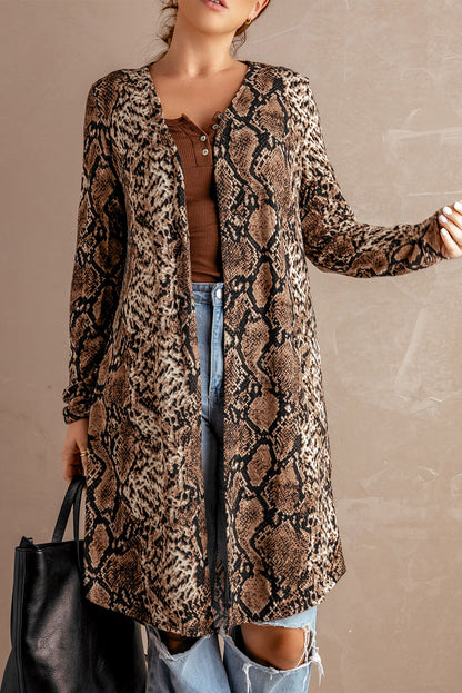 Snake Print Long Cardigan | Multicolour